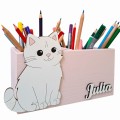 Przybornik na kredki, drewniany, różowy, 2 komorowy,  dla dziewczynki 