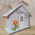 Duża drewniana skarbonka domek  z imieniem