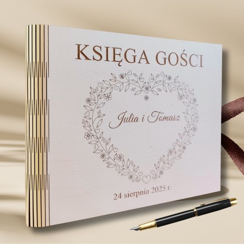 Księga gości serce na  ślub wesele  z ankietami personalizowana grawer  