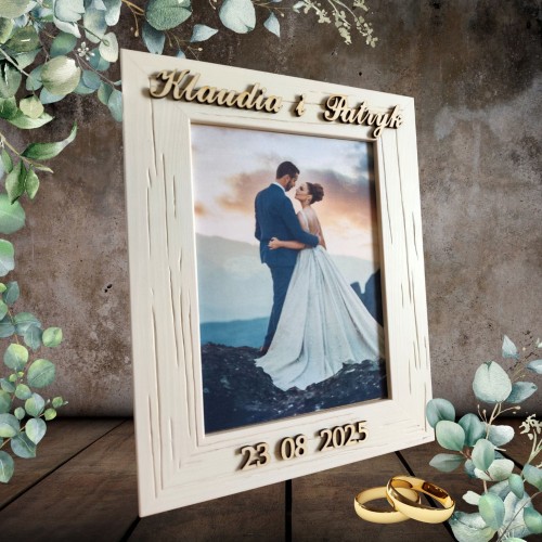 Ramka 15x21 na zdjęcia ślubne z datą i imionami