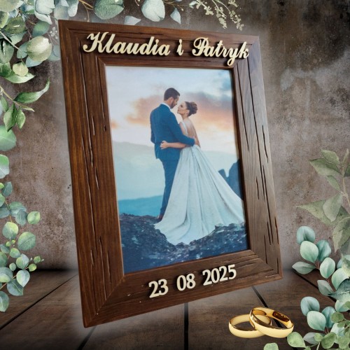 Ramka 15x21 na zdjęcia ślubne personalizowana, prezent na ślub