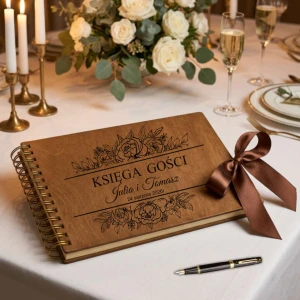 Księga gości na ślub personalizowana z ankietami i miejscem na zdjęcia fotobutka