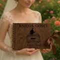 Księga gości na wesele ślub z ankietami personalizowana  drewniana okładka i GRAWER