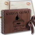 Księga gości na wesele ślub z ankietami personalizowana  drewniana okładka i GRAWER