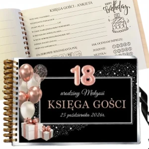 Księga gości 18 urodziny  ANKIETA twarda okładka 100 stron  
