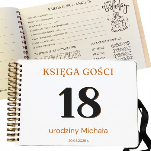 Księga gości na  18 urodziny  ANKIETA twarda okładka 100 stron 