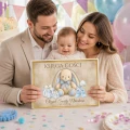 Pamiątkowa Księga Gości  na CHRZEST dla chłopca  100 stron   satynowa wstążka  Twarda okładka