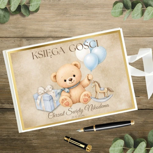 Księga Gości  na CHRZEST  100 stron   satynowa wstążka  Twarda okładka 