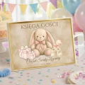 Pamiątkowa Księga Gości  na CHRZEST dla dziewczynki  100 stron   satynowa wstążka  Twarda okładka 